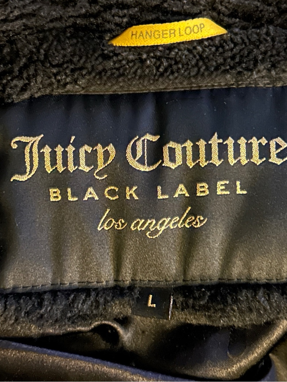 Juicy Couture Black Label Faux Fur Jacket Black Size L Y2K Plush Zip McBling Lux - Picture 6 of 6